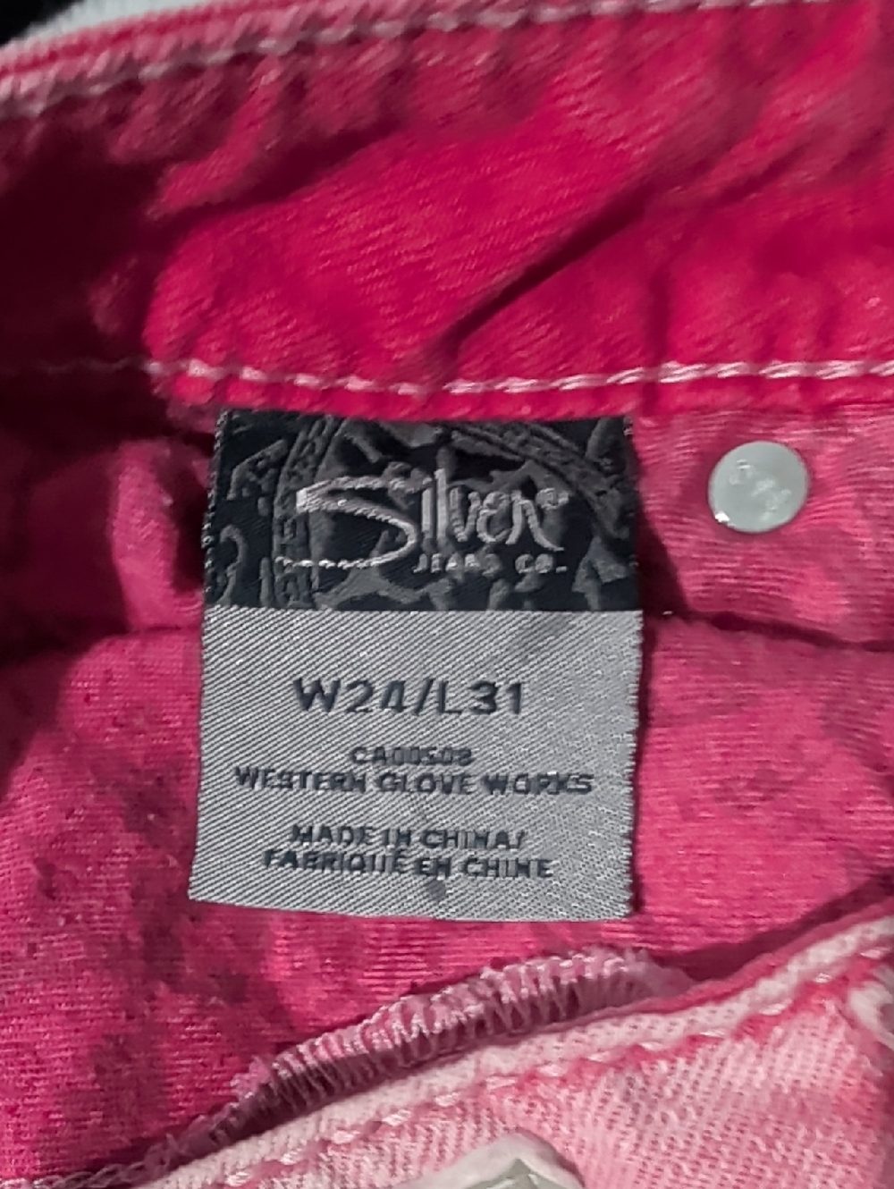Pink Distressed SILVER CAMDEN Women’s Jeans size 24 - Picture 4 of 8